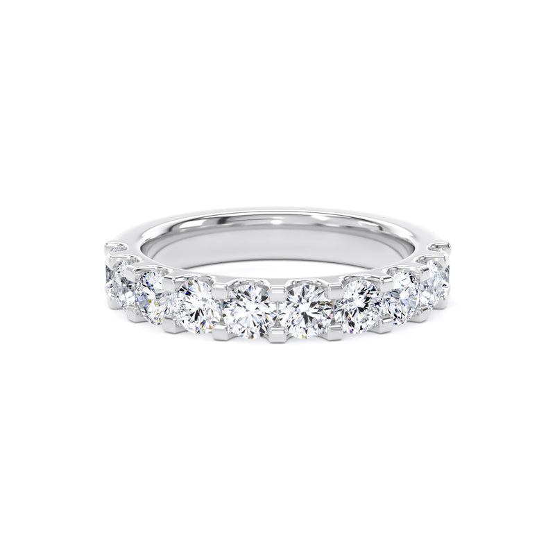 Round Diamond Platinum Ring, Mini Claw Half Eternity | ET1217