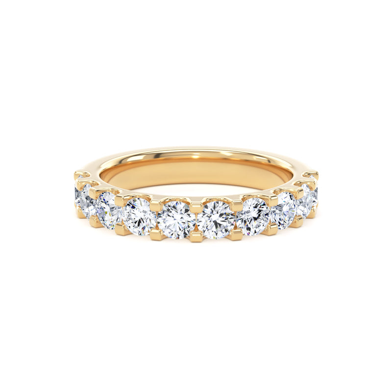 Round Diamond Yellow Gold Ring, Mini Claw Half Eternity | ET1217