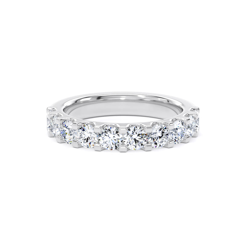Round Diamond Platinum Ring, Mini Claw Half Eternity | ET1217