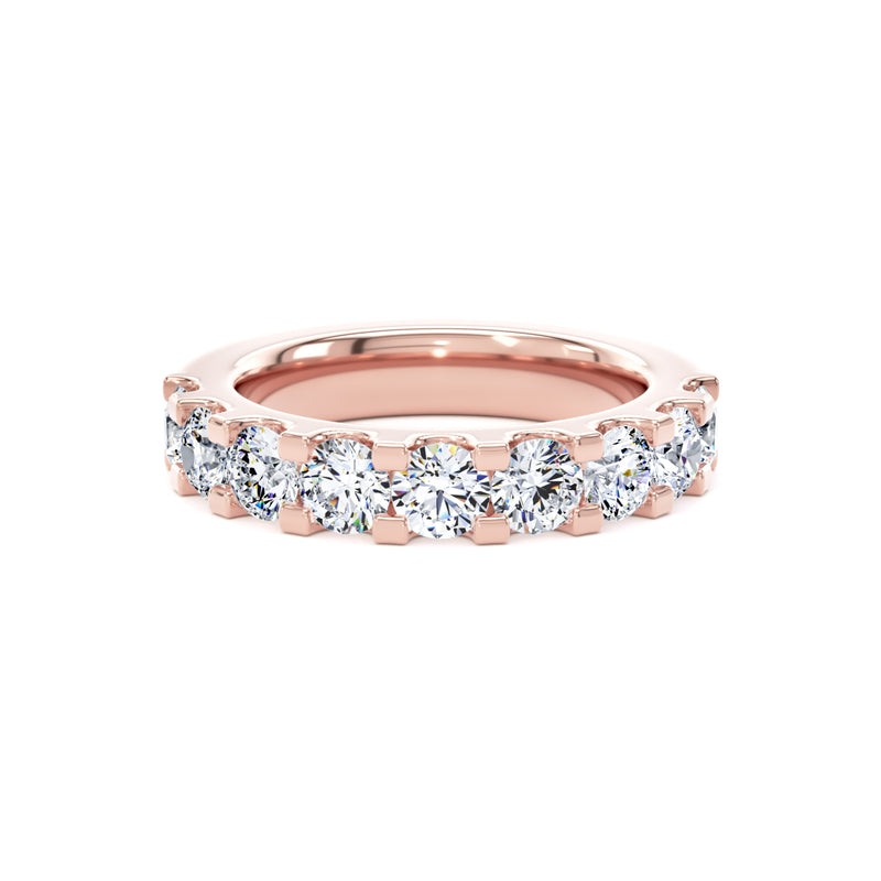 Round Diamond Rose Gold Ring, Mini Claw Half Eternity | ET1217