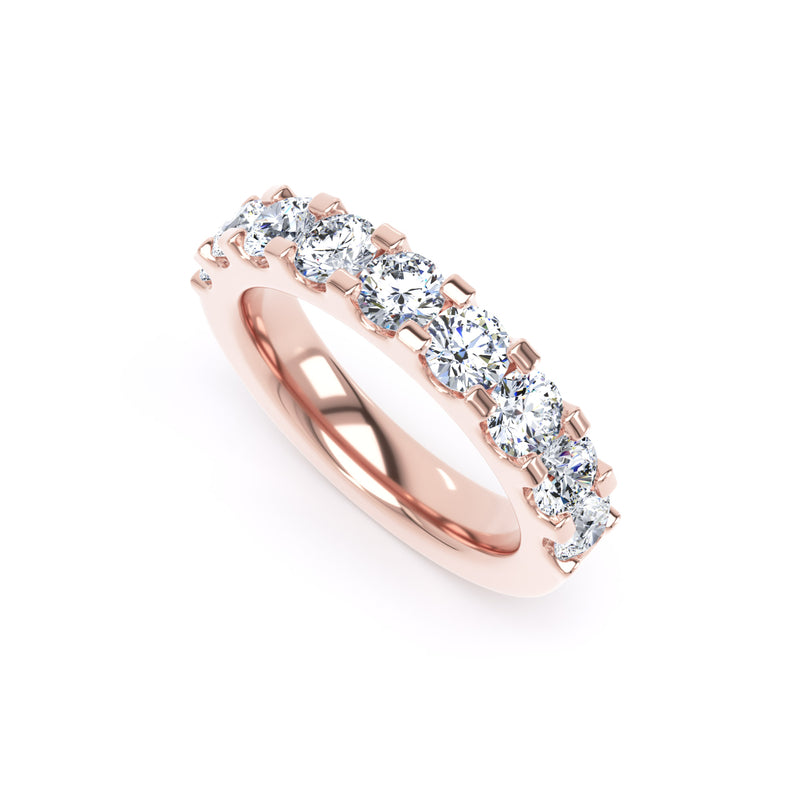 Round Diamond Rose Gold Ring, Mini Claw Half Eternity | ET1217