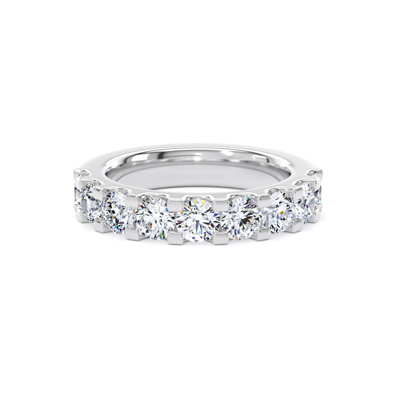 Round Diamond Platinum Ring, Mini Claw Half Eternity | ET1217