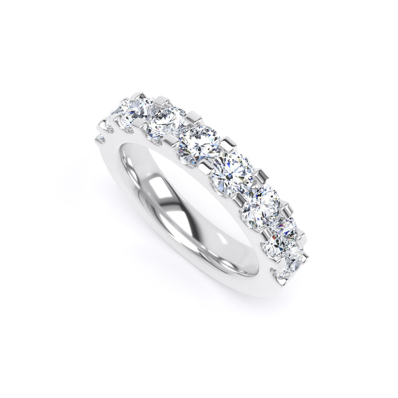 Round Diamond Platinum Ring, Mini Claw Half Eternity | ET1217
