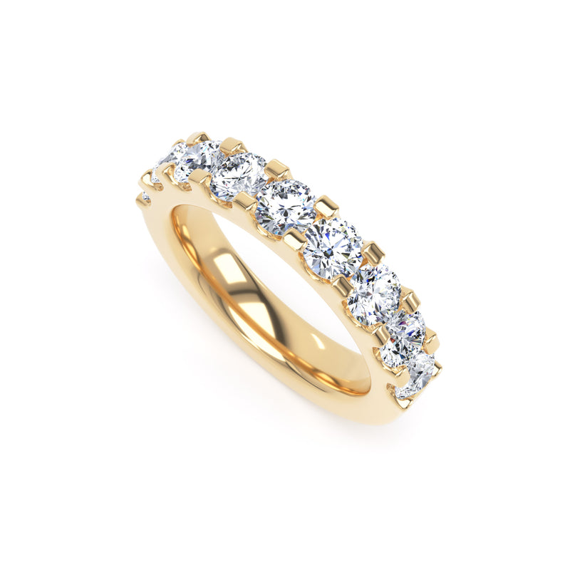 Round Diamond Yellow Gold Ring, Mini Claw Half Eternity | ET1217