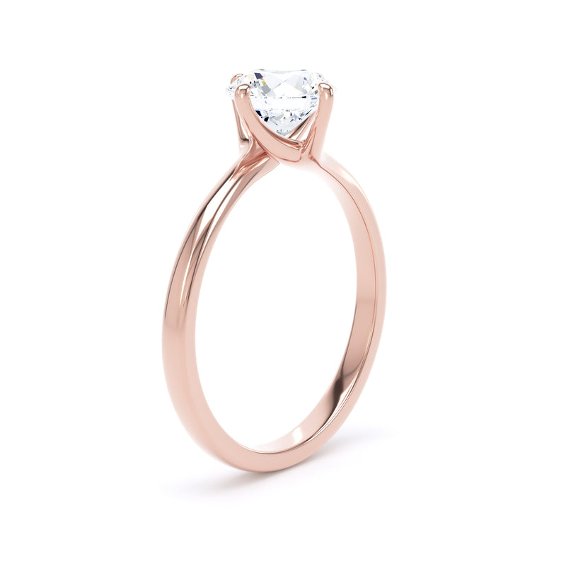 Round Solitaire Rose Gold Ring, Bypass | RPP01 LGR