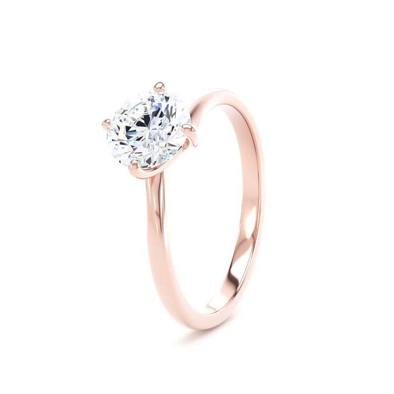 Round Solitaire Rose Gold Ring, Bypass | RPP01 SMR