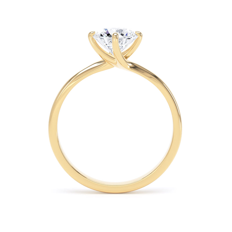 Round Solitaire Yellow Gold Ring, Bypass | RPP01 LGR