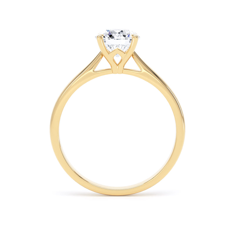 Round Solitaire Yellow Gold Ring, Lotus Cathedral | RPP02 LGR