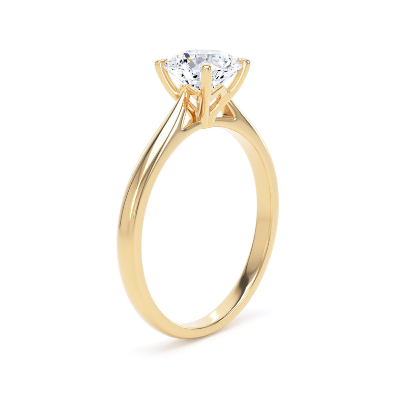 Round Solitaire Yellow Gold Ring, Lotus Cathedral | RPP02 LGR
