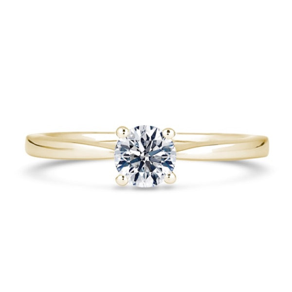 Round Solitaire Yellow Gold Ring, Raised Open Gallery | RPP03 SMR