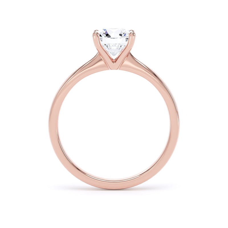 Round Diamond Rose Gold Engagement Ring, Raised Open Gallery Solitaire | RPP03-25