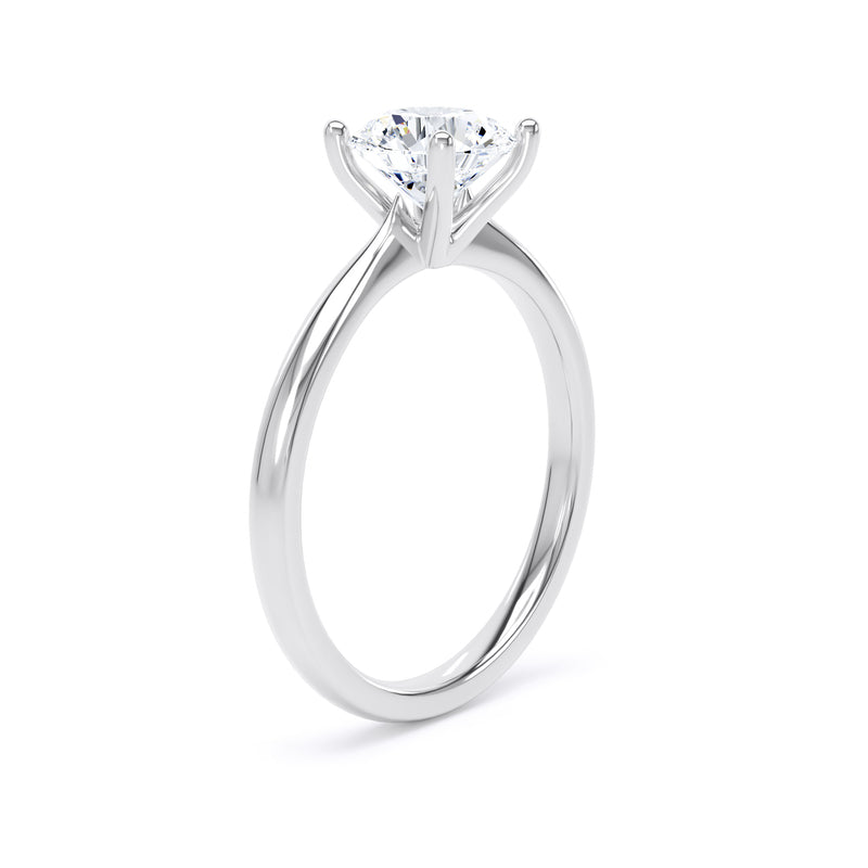 Round Diamond Platinum Engagement Ring, Raised Open Gallery Solitaire | RPP03-50