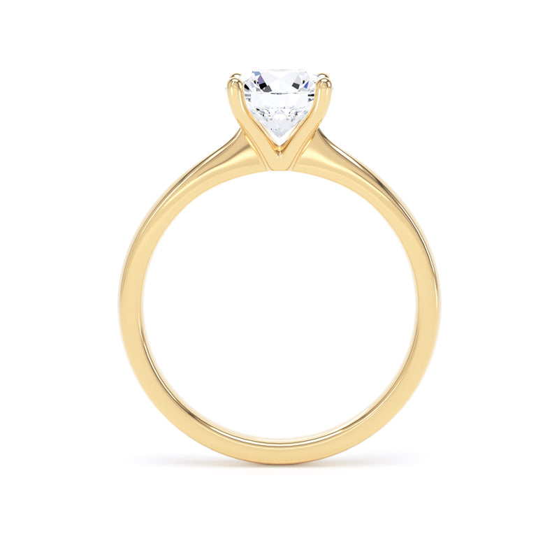 Round Diamond Yellow Gold Engagement Ring, Raised Open Gallery Solitaire | RPP03-25