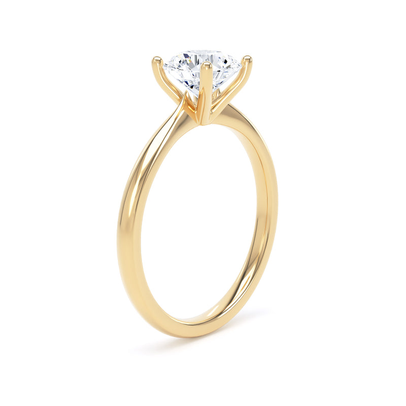 Round Diamond Yellow Gold Engagement Ring, Raised Open Gallery Solitaire | RPP03-25
