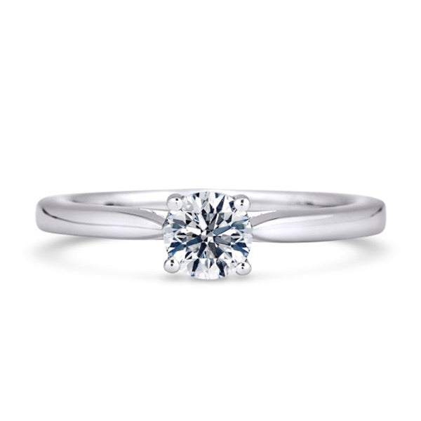Round Solitaire Platinum Ring, Cathedral Bar | RPP04 LGR