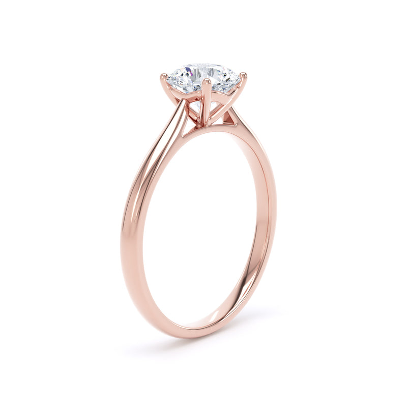 Round Solitaire Rose Gold Ring, Cathedral Bar | RPP04 LGR
