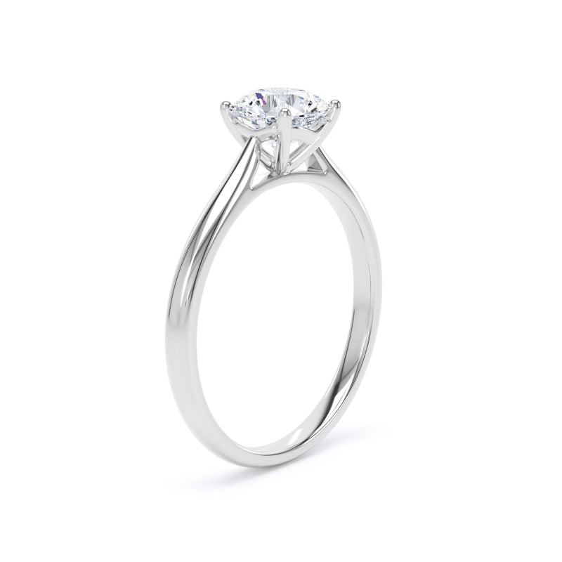 Round Solitaire White Gold Ring, Cathedral Bar | RPP04 LGR
