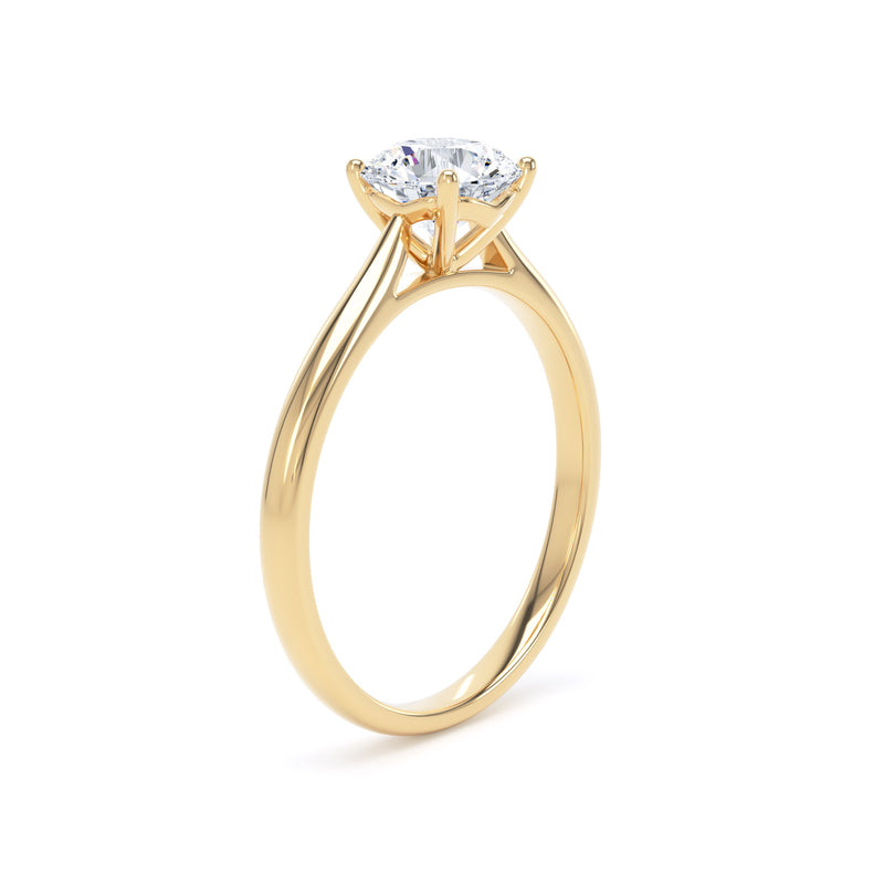 Round Solitaire Yellow Gold Ring, Cathedral Bar | RPP04 LGR