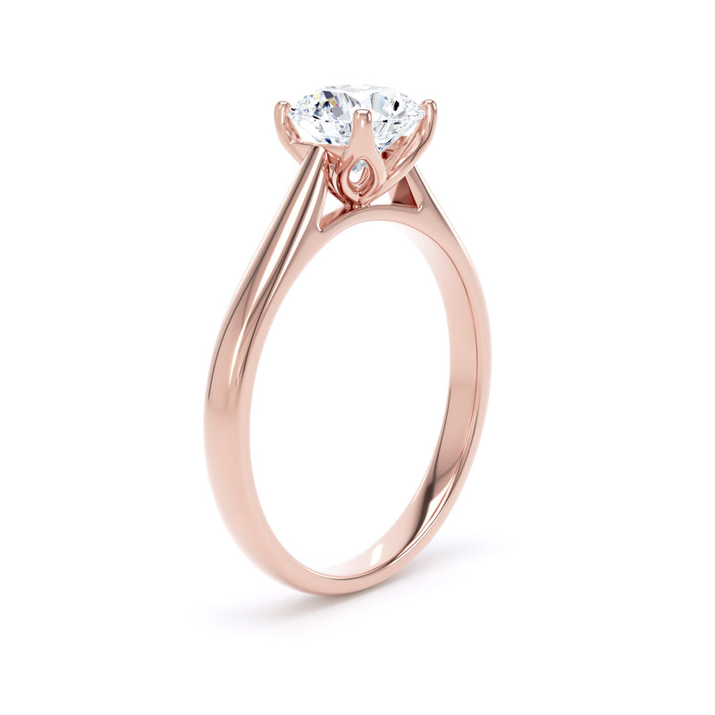 Round Solitaire Rose Gold Ring, Cathedral Open Gallery | RPP05 LGR