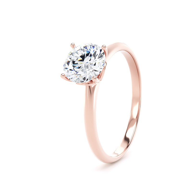 Round Solitaire Rose Gold Ring, Lotus Head | RPP06 SMR