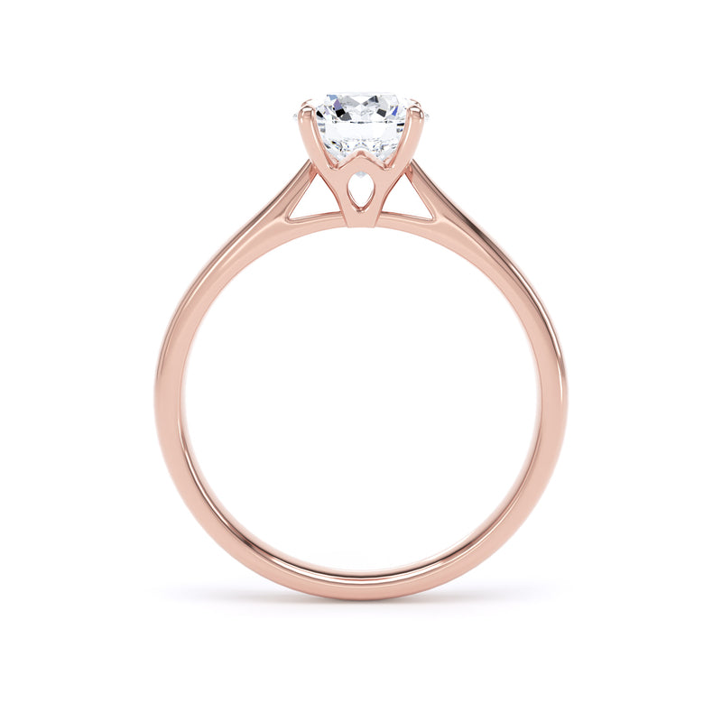 Round Diamond Rose Gold Ring, Lotus Head Solitaire | SMR RPP07