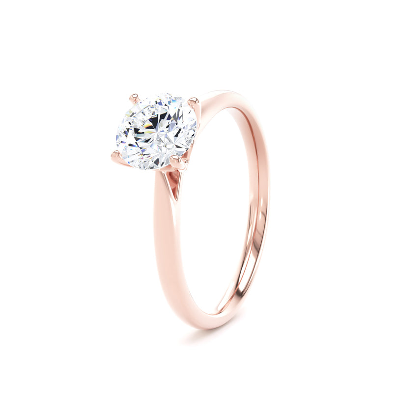 Round Diamond Rose Gold Ring, Lotus Head Solitaire | SMR RPP07