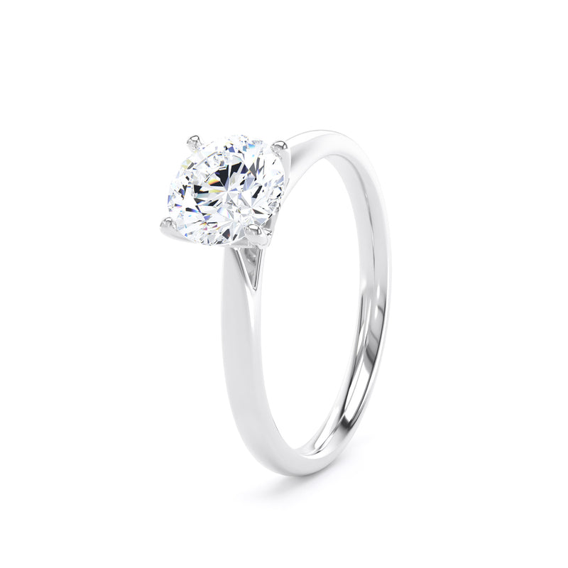 Round Diamond Platinum Ring, Lotus Head Solitaire | SMR RPP07