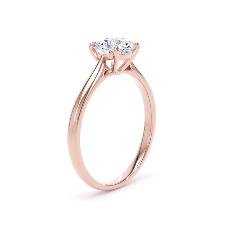 Round Diamond Rose Gold Ring, Talon 4 Claw Solitaire | SMR RPP08