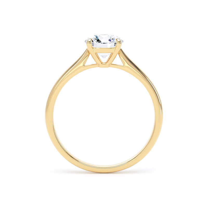 Round Diamond Yellow Gold Ring, Talon 4 Claw Solitaire | SMR RPP08