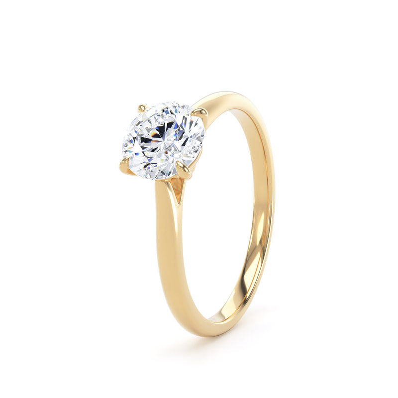 Round Diamond Yellow Gold Ring, Talon 4 Claw Solitaire | SMR RPP08