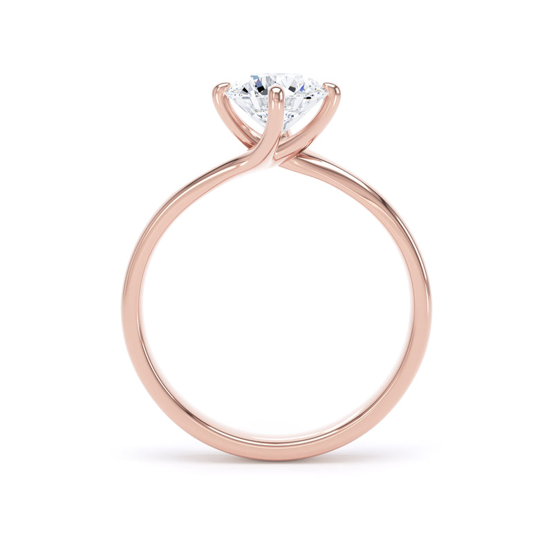 Round Diamond Rose Gold Ring, Bypass Solitaire | SMR RPP09