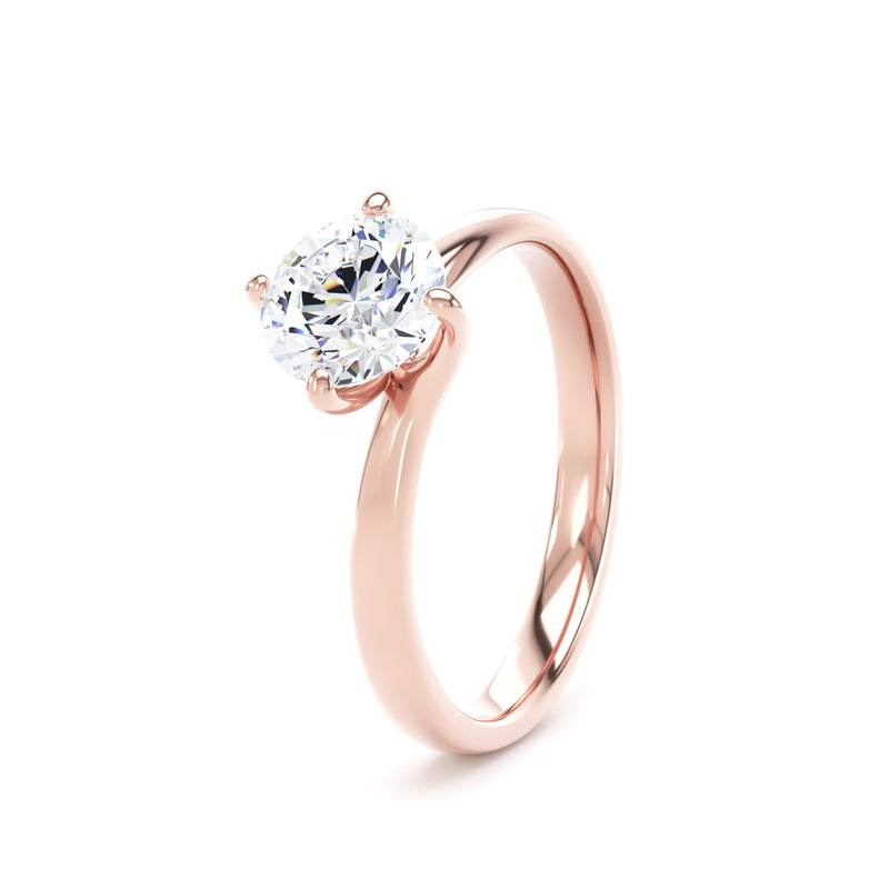 Round Diamond Rose Gold Ring, Bypass Solitaire | SMR RPP09