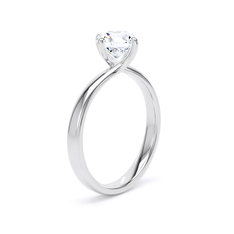 Round Diamond Platinum Ring, Bypass Solitaire | SMR RPP09