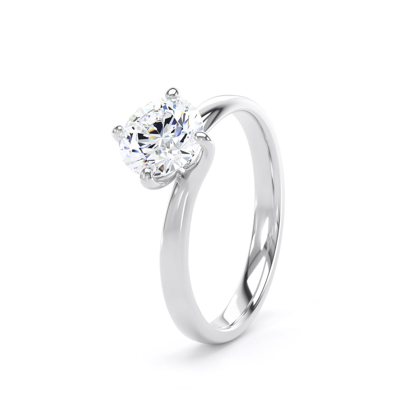Round Diamond Platinum Ring, Bypass Solitaire | SMR RPP09