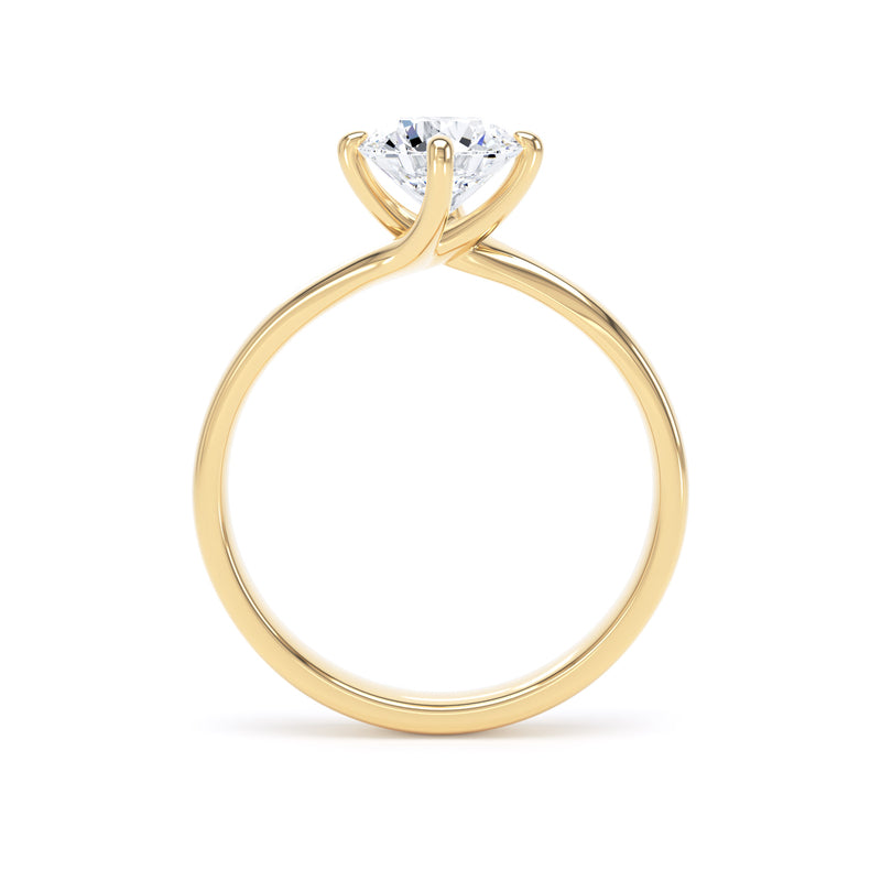 Round Diamond Yellow Gold Ring, Bypass Solitaire | LGR RPP09