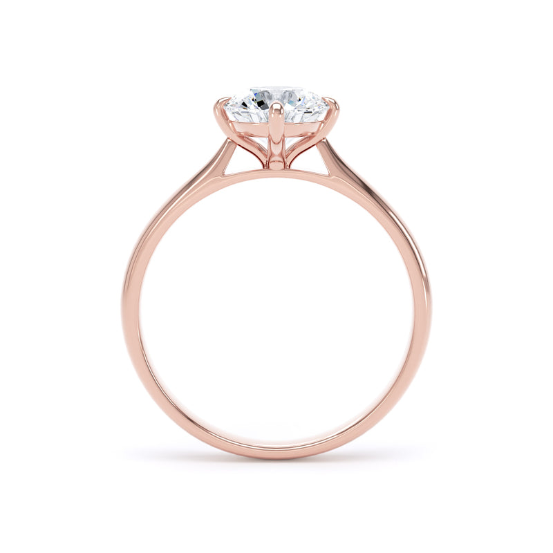 Round Diamond Rose Gold Ring, Cathedral Compass Set Solitaire | LGR RPP10