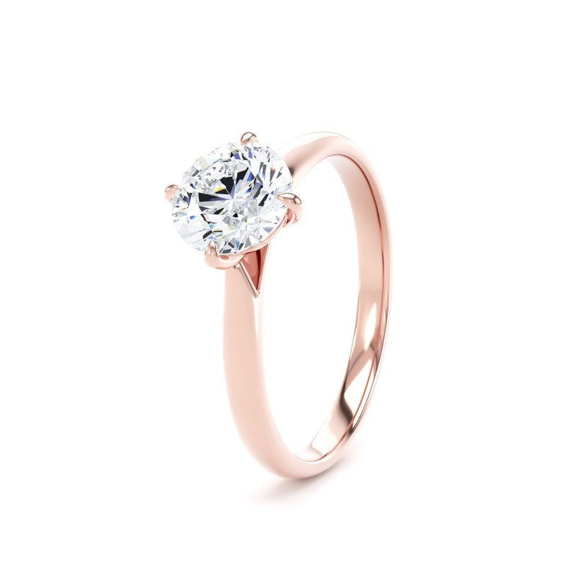 Round Diamond Rose Gold Ring, Cathedral Compass Set Solitaire | LGR RPP10