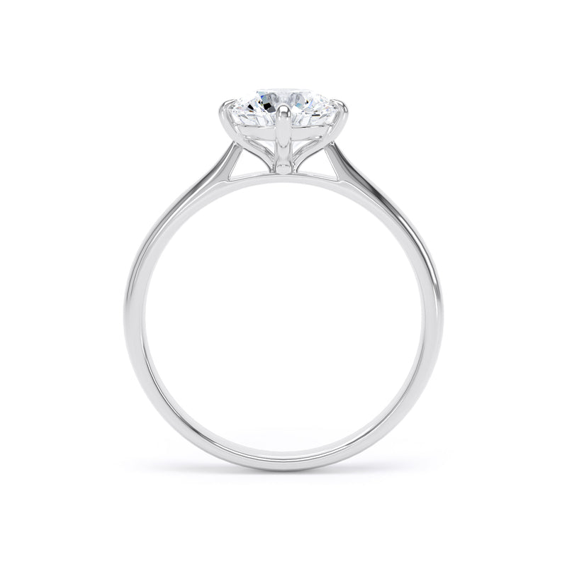 Round Diamond Platinum Ring, Cathedral Compass Set Solitaire | SMR RPP10
