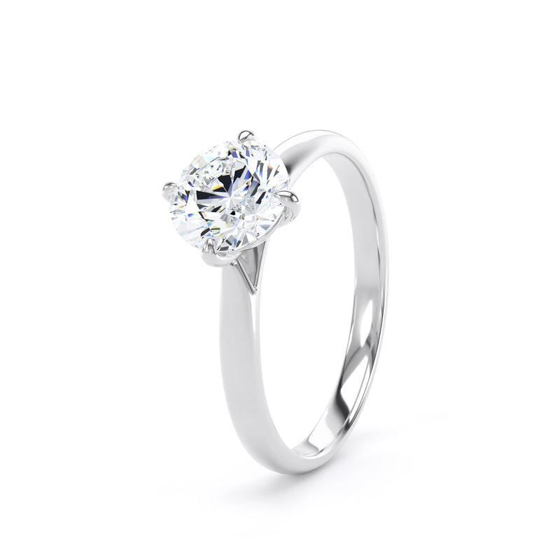 Round Diamond Platinum Ring, Cathedral Compass Set Solitaire | SMR RPP10