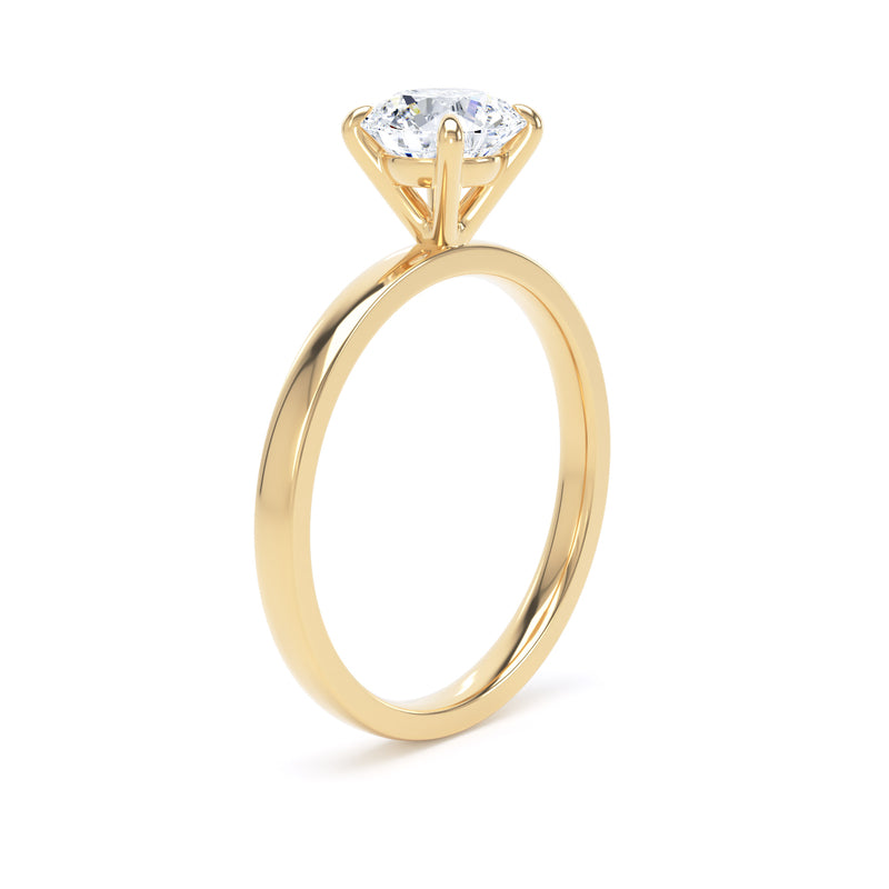 Round Diamond Yellow Gold Ring, Floating Head Solitaire | LGR RPP12