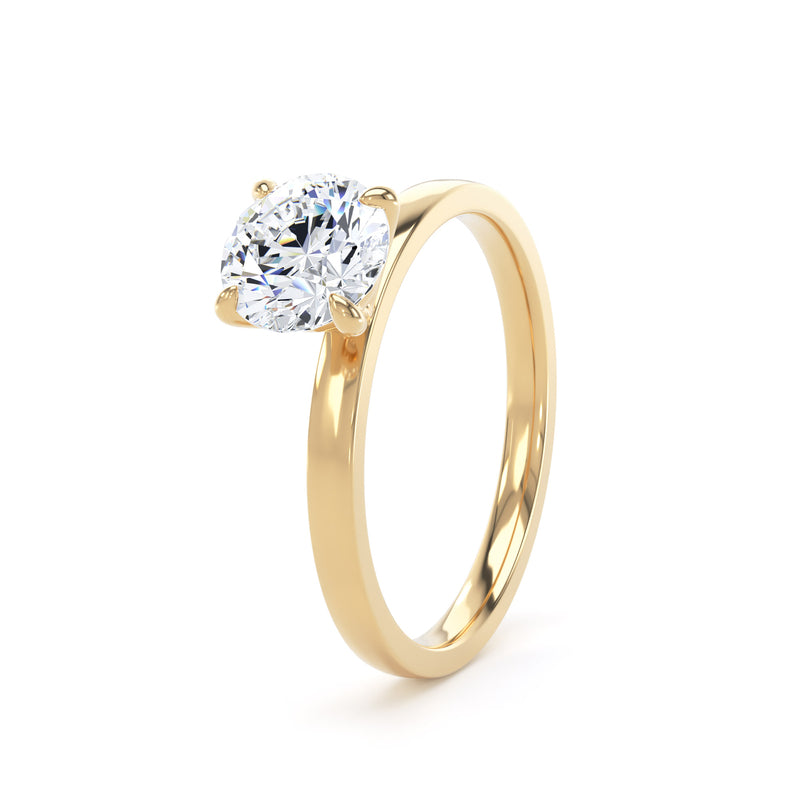 Round Diamond Yellow Gold Ring, Floating Head Solitaire | LGR RPP12