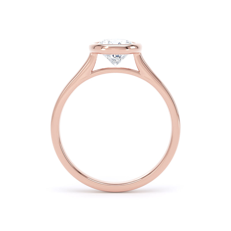 Round Diamond Rose Gold Ring, Bezel Set Solitaire | LGR RPP13