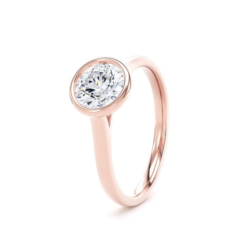 Round Diamond Rose Gold Ring, Bezel Set Solitaire | LGR RPP13