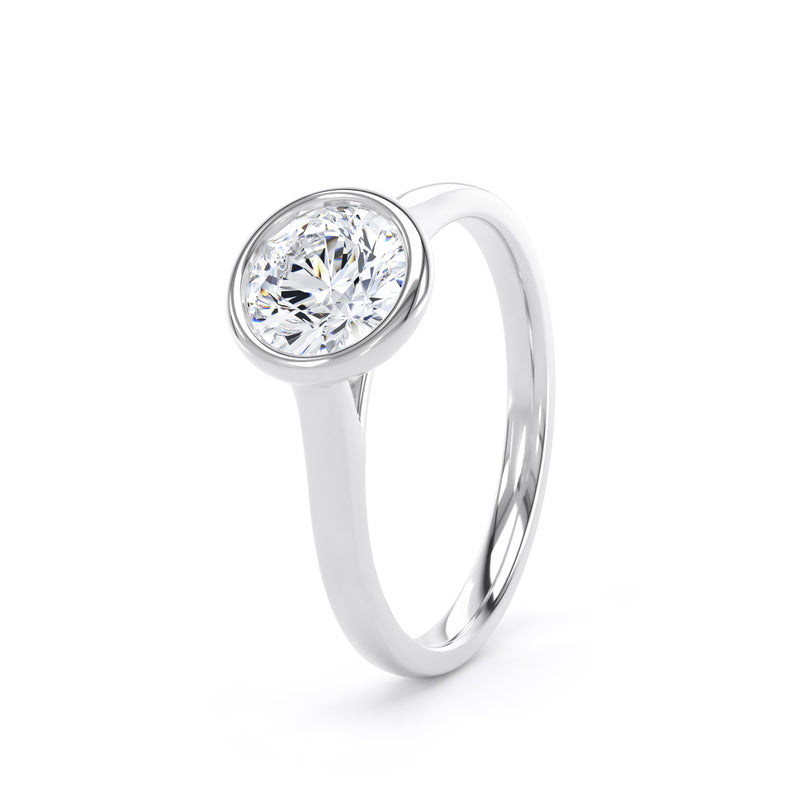 Round Diamond Platinum Ring, Bezel Set Solitaire | SMR RPP13