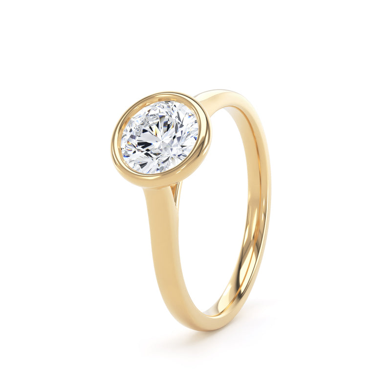 Round Diamond Yellow Gold Ring, Bezel Set Solitaire | LGR RPP13