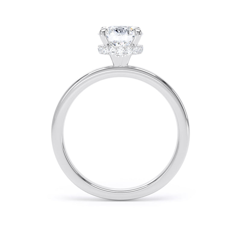 Round Diamond Platinum Ring, Plain Band Hidden Halo | LGR RPS01