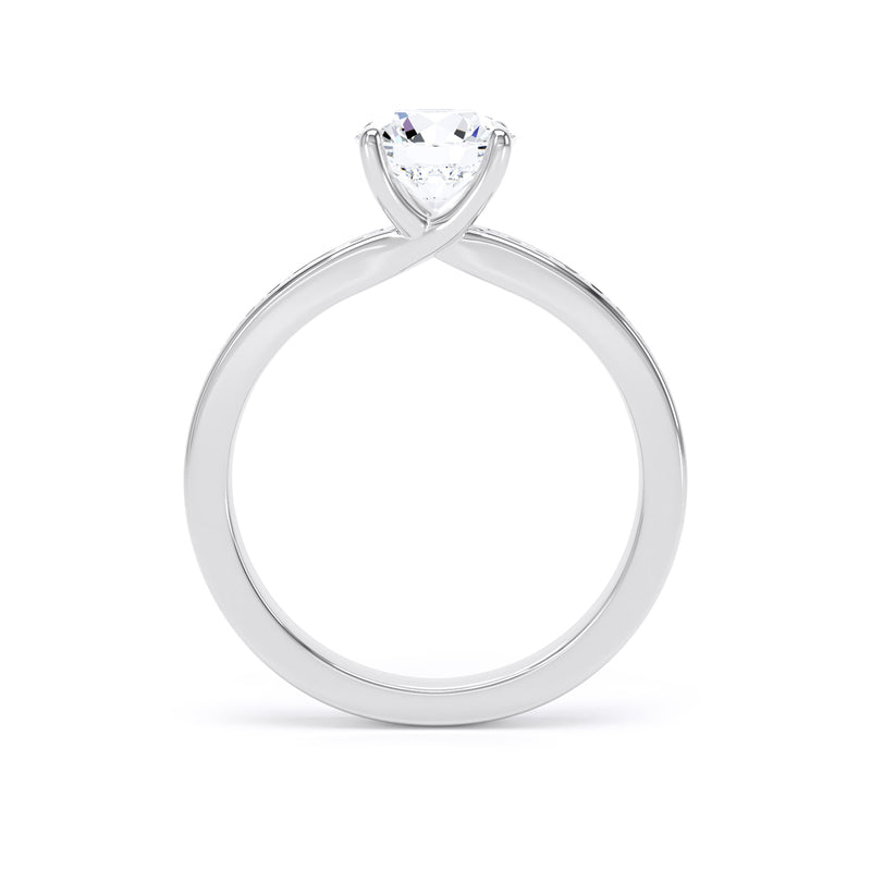Round Diamond Platinum Ring, Shoulder Set Crossover Head | LGR RSC01