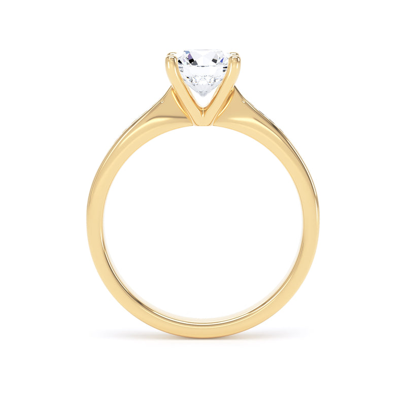 Round Shoulder Set Yellow Gold Ring, Raised | RSC02 LGR