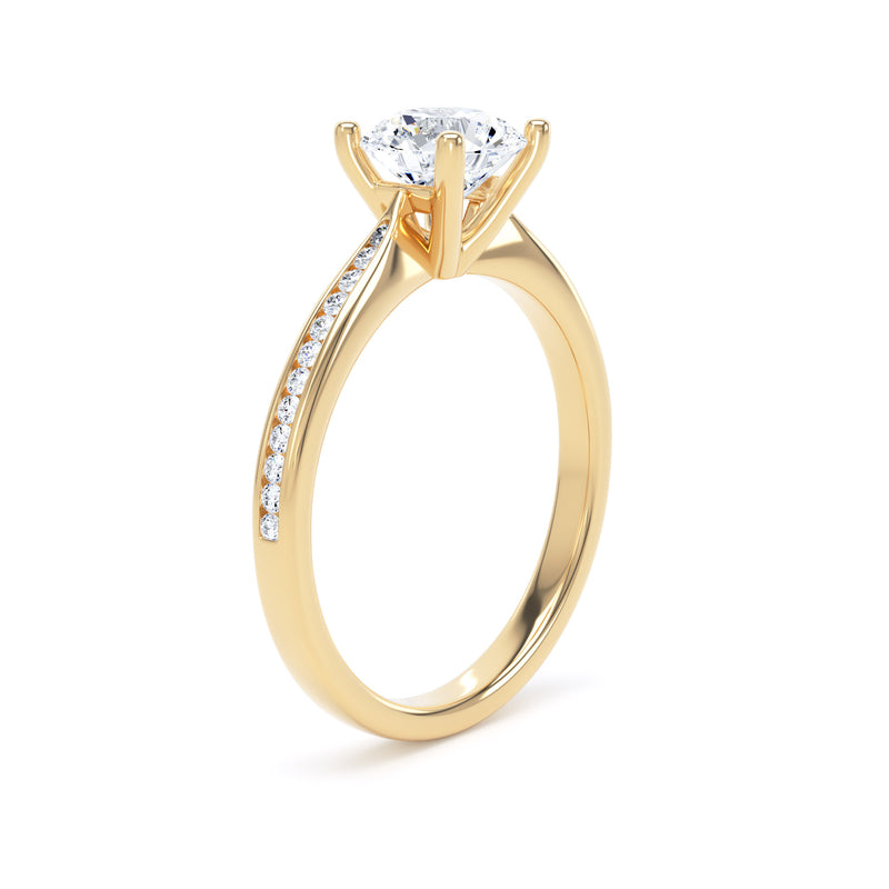 Round Shoulder Set Yellow Gold Ring, Raised | RSC02 LGR