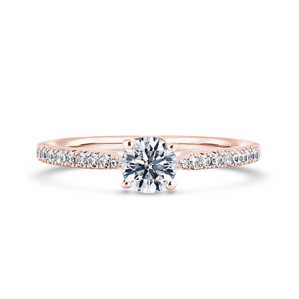 Round Shoulder Set Rose Gold Ring, Fishtail | RSF01 SMR